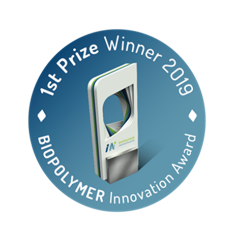 Award 1st Prize Winnder 2019 Biopolymer Innovation Award bioscovery